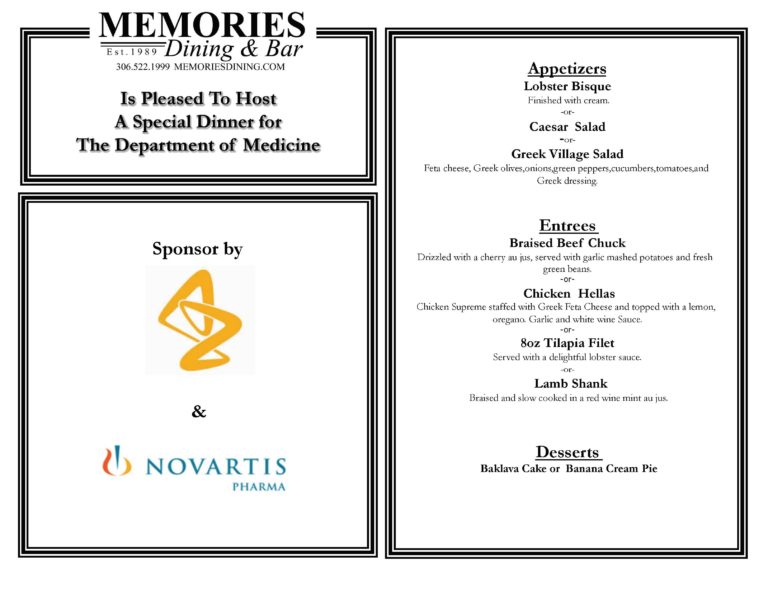 Special menu for Astra & Novartis.